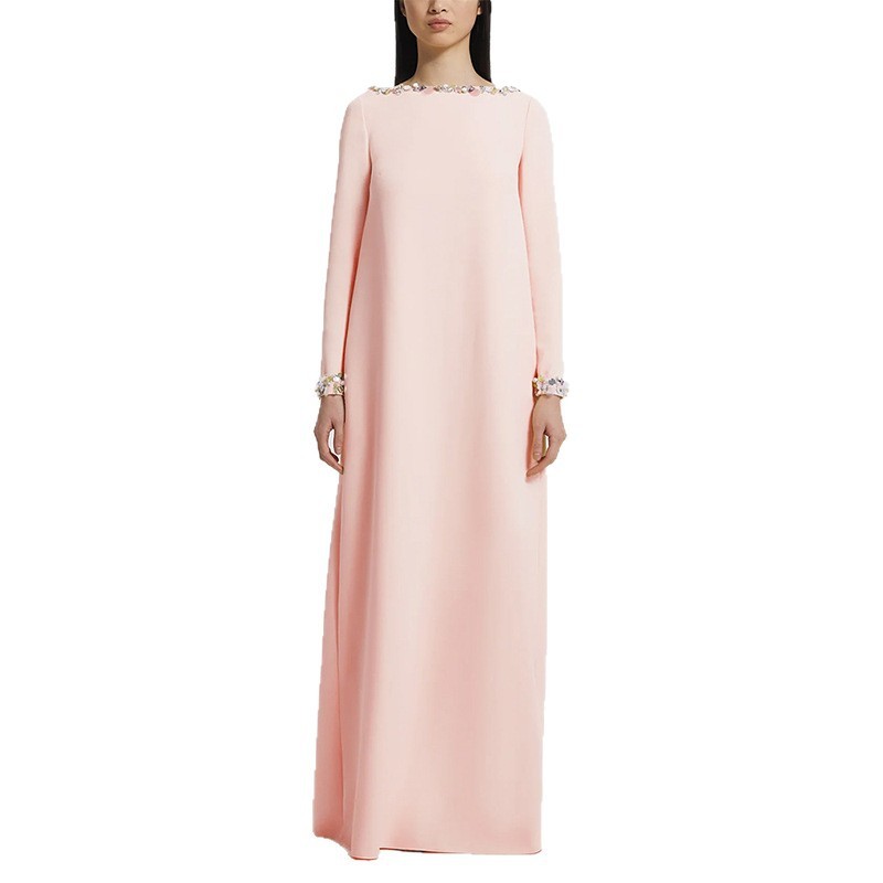 Fashionable Minimalist Beaded Loose-fitting Long Dress - Image 4