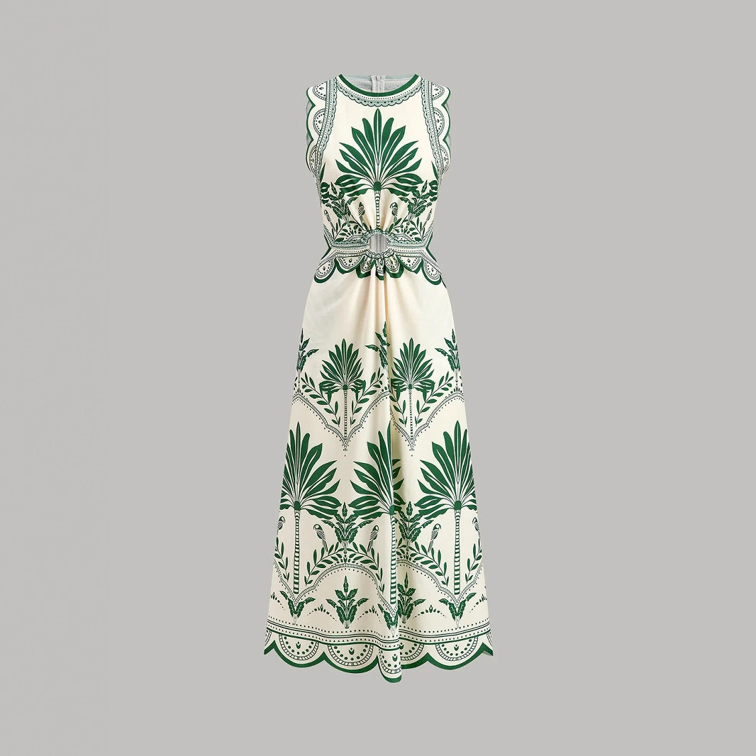 Womens Fashionable Printed Loose Beach Dress - Image 4