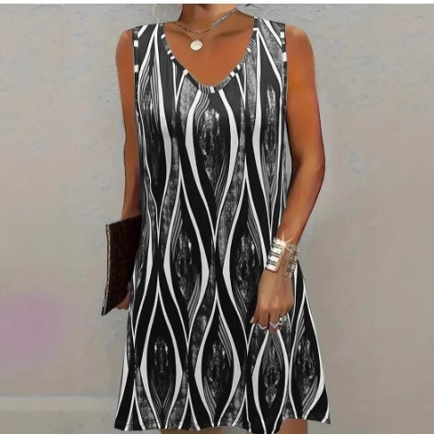 Casual Versatile And Stylish Striped V-neck Dress - Image 8