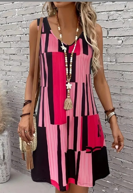 Casual Versatile And Stylish Striped V-neck Dress - Image 3