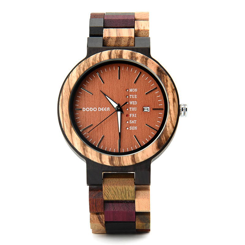 Wood Couple's European And American Style Calendar Watch - Image 3