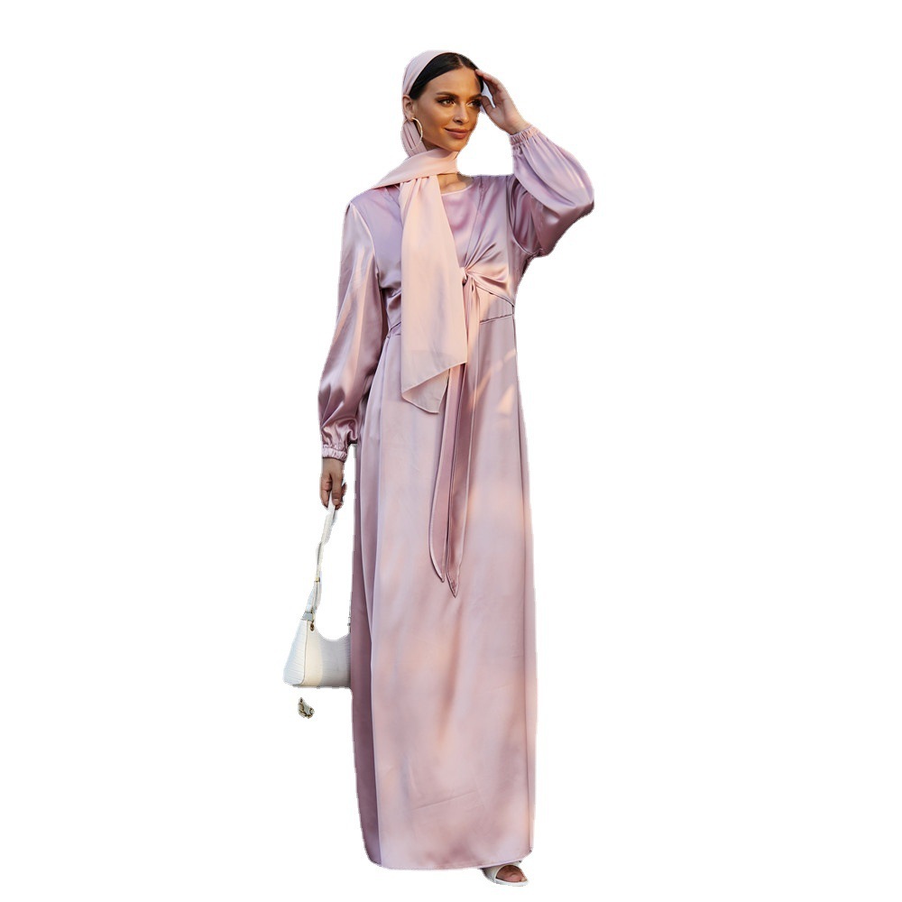 Women's Fashion Satin Waist Tie Dresses - Image 7
